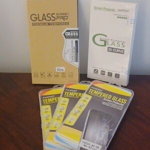 Tempered Glass Screen Protectors - Yellow, White & Gold Packaging